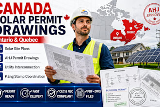 canada solar permit drawing site plan peng stamp coordination ontario quebec
