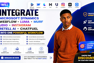 integrate microsolf dynamics webflow luma murf udio instagram retell ai chatfuel