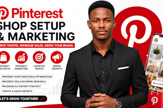 grow, manage pinterest shop marketing, seo, ads manager shopify marketing king
