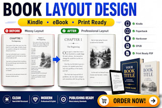 create a professional kindle, ebook and print book layout for amazon KDP