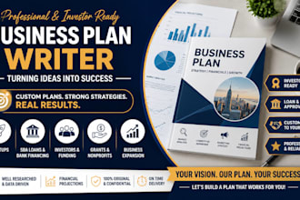 write investor ready business plan, franchise proposal, and financial projection