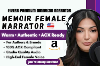 narrate memoir and autobiography stories with premium female voice over for acx