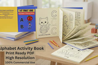 design kids alphabet activity book and coloring pages for kdp