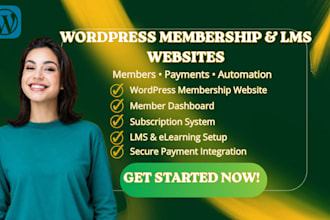 build wordpress membership website subscription lms website eleraning website