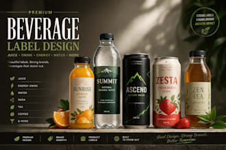 design premium beverage, juice, bottle and can labels for your brand