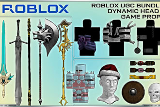 do 3d roblox ugc bundle, anime dynamic head and game character modeling