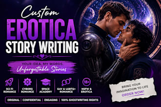write sci fi romance, cyborg and space academy, nsfw, gay, erotica story writing