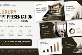 design luxury PPT presentation pitch deck for sales, business, real estate