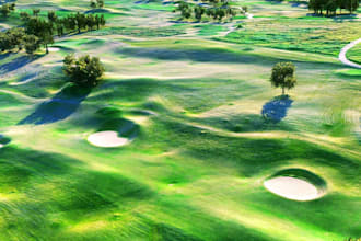 design realistic 3d golf course, golf club, driving range, and golf resort