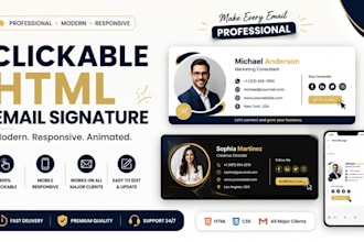 do clickable HTML email signature and modern responsive animated email signature