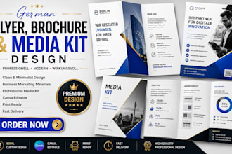design german flyer, brochure and media kit press kit for business marketing