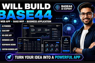 build a base44 ai web app, saas mvp or business application