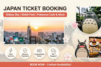 book ghibli museum, pokemon cafe, kirby cafe, and shibuya sky tickets
