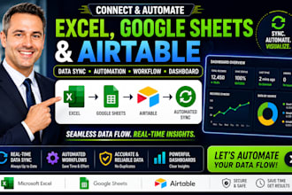 connect excel google sheets airtable data sync automation workflow dashboard