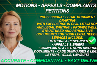 draft motions, petitions, lawsuits, and provide US court filing assistance