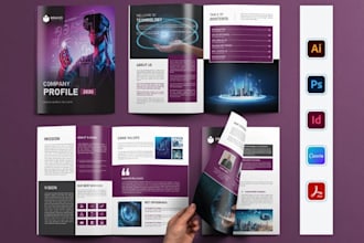 design saas technology company profile brochure, corporate annual report booklet