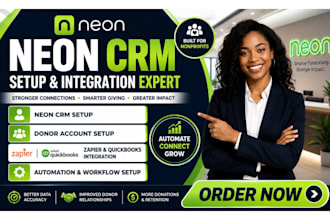setup neon CRM neon donor account neon zapier and quickbooks integration neon