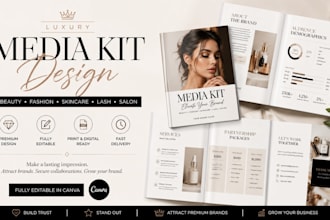 design a luxury fashion, skincare brand, beauty salon, lash media kit in canva