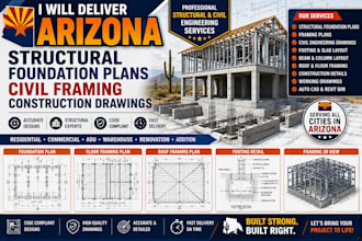 deliver arizona structural foundation plans civil framing construction drawings