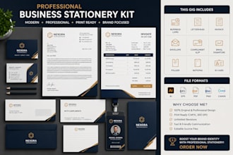 design professional business stationery kit, letterhead, invoice and branding