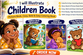 do children book picture book illustrator draw cozy, bold and easy coloring book
