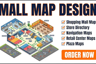 design shopping mall, retail center, store directory, navigation and plaza maps
