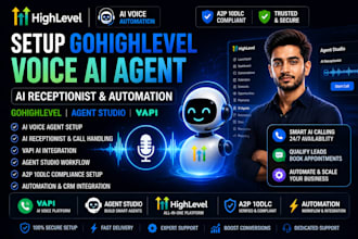 setup gohighlevel voice ai agent ghl ai receptionist agent studio a2p 10dlc vapi