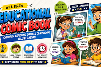 draw educational comic book children learning comic and classroom illustration