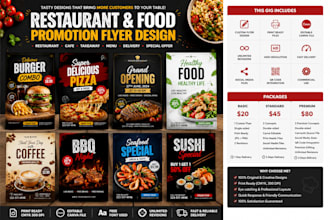 design modern restaurant flyer, food menu flyer, cafe promotion and takeaway fly