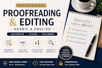 proofread and edit your arabic and english text professionally