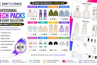 design streetwear tech pack mockup clothing fashion garment apparel tech pack