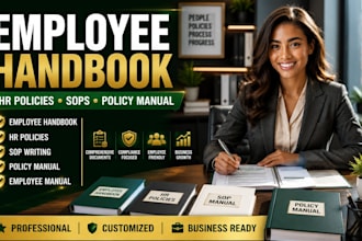write employee handbook, HR policies, sops and policy manual