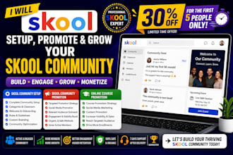 skool community setup and promote your skool community and online course