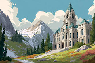 create a landscape and urban vector art illustration