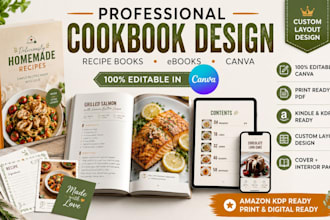 create professional recipe book, ebook or cookbook design in canva