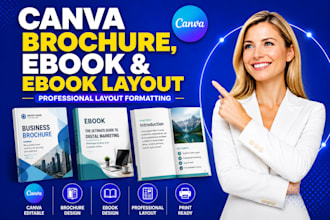 design canva brochure, canva ebook and professional ebook layout formatting