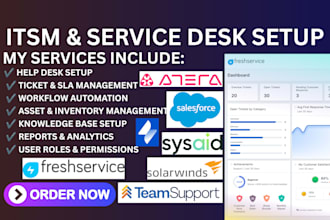 itsm teamsupport, solarwinds, sysaid, atera, salesforce, freshservice or jira