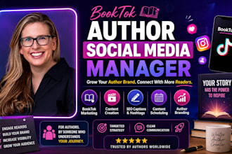 be your booktok author social media manager for book marketing and amazon KDP