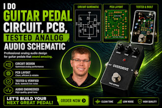 l do guitar pedal circuit, pcb, tested analog audio schematic