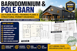 draw barndominium plan, pole barn 2d floor plans, structural design for permit