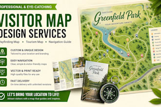 design visitor map, wayfinding map, tourism map, navigation guide, vector design