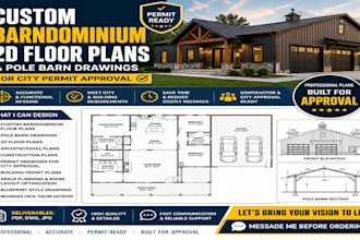 create custom barndominium floor plans, pole barn blueprints and permit drawings