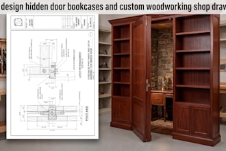 design hidden door bookcases and custom woodworking shop drawing