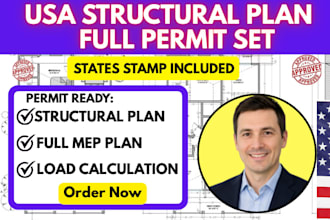 usa city full permit set, structural plan, foundation plan, mep plan, electrical