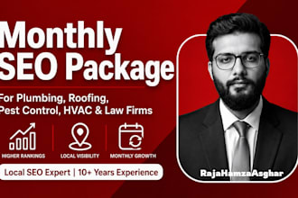 provide monthly SEO for local contractors like plumbing, roofing
