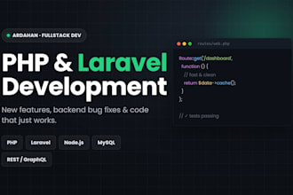 php, laravel, nodejs, angularjs and backend bug fixes and improvements