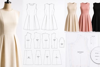 create custom sewing pattern with PDF and dxf for any garment or clothing design