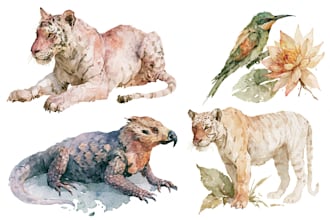 create hand painted watercolor animal illustrations