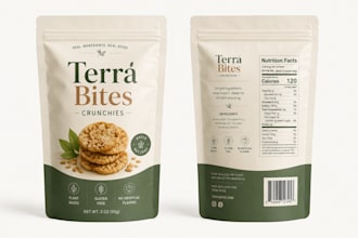 design mylar bag, snack pouch design, food chips packaging with 3d mockup