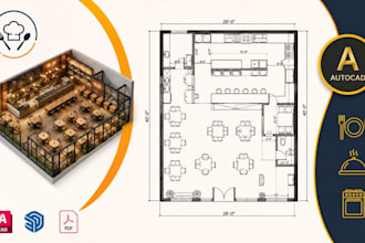 design restaurant floor plan, café design, commercial kitchen layout autocad